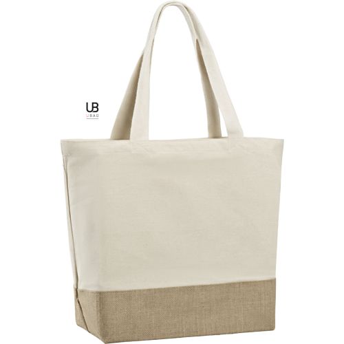 Sac Shopping Grs Coton Personnalis Avec Soufflet T Bottom En Jute